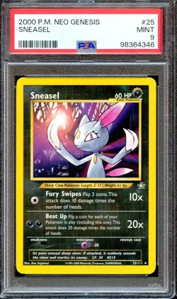 PSA 9 Sneasel Neo Genesis 25/111 Unlimited Pokemon Card Non Holo MINT - Image 1