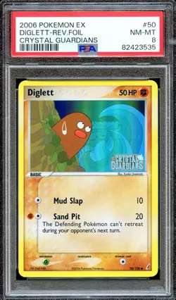 PSA 8 Diglett EX Reverse Foil Crystal Guardians 50/100 Pokemon Card NEAR MINT - Image 1