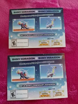 2x Shiny Koraidon & Miraidon Pokemon Scarlet Violet Code Card - Gamestop - Image 1
