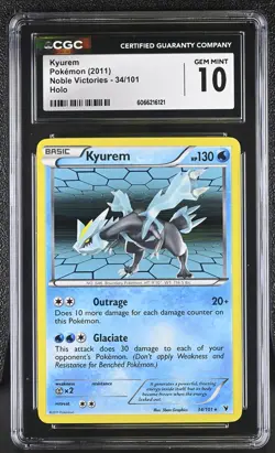 CGC 10 GEM MINT Kyurem 2011 Noble Victories 34/101 Holo Pokemon Card - Image 1