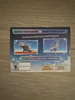 Pokemon Scarlet And Violet Serial Code Shiny Koraidon or Miraidon UNSCRATCHED - Image 1