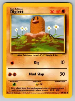 1999 Pokemon Base Set Diglett WOTC Vintage 47/102 NM+ - Image 1