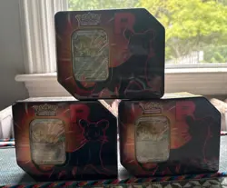 Pokemon TCG Destined Rivals Team Rocket Tin Set Complete Art Lot of 3 New Sealed - Image 1