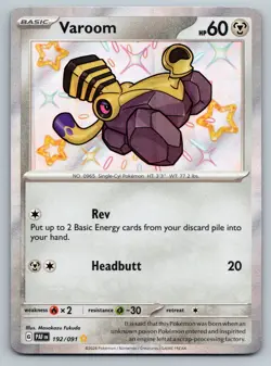 Pokemon TCG Varoom Scarlet & Violet Paldean Fates Holo Shiny Rare Card 192/091 - Image 1
