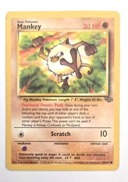 Mankey 55/64 Jungle Set Regular Vintage 90s 1999 Pokemon TCG Card WOC - Image 1