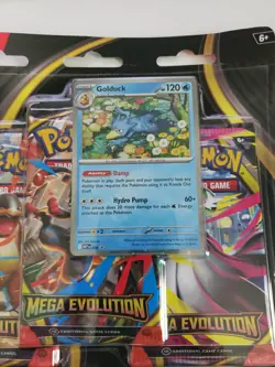 2025 Pokemon Mega Evolution 3 Pack Blister with Golduck Promo Card NEW RELEASE - Image 2