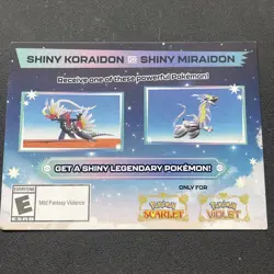Shiny Miraidon Koraidon Code GameStop Pokemon - Physical PROMO Card- Unused Code - Image 1