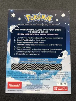 Shiny Miraidon Koraidon Code GameStop Pokemon - Physical PROMO Card- Unused Code - Image 2