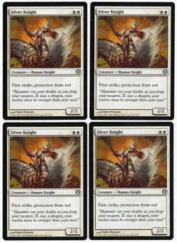 Silver Knight x4 4x Duel Decks: Knights vs. Dragons PLAYSET Creature MTG NM AZ1 - Image 1