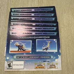 POKEMON SCARLET/VIOLET SERIAL CODES SHINY MIRAIDON AND SHINY KORAIDON UNSCRATCD - Image 1