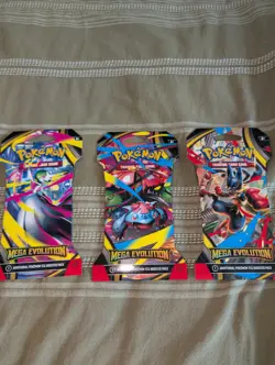 Pokemon TCG Mega Evolution Sleeved Booster Pack Sealed Lot Of 3 - Image 1