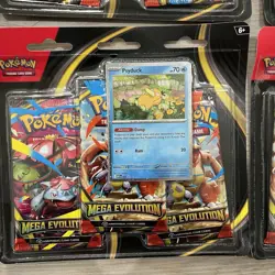 Pokemon TCG Mega Evolution 6 Three Booster Blister Pack Psyduck Promo New Sealed - Image 4
