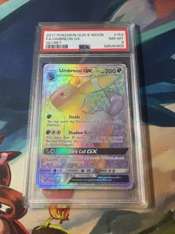 PSA 8 Umbreon GX 154/149 Sun & MoonBase Set Secret Rare Pokemon Card 2017 - Image 1