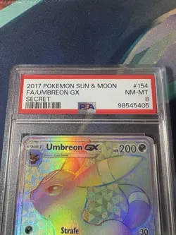 PSA 8 Umbreon GX 154/149 Sun & MoonBase Set Secret Rare Pokemon Card 2017 - Image 2