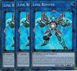 Yugioh - Link Bumper x 3 - 1st Edition Super Rare NM - Free Holographic Card - Image 1