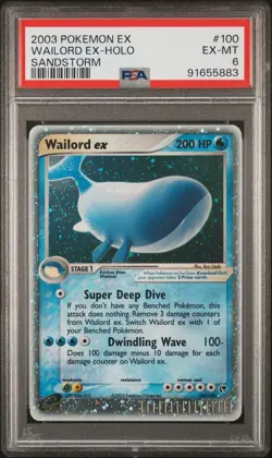 Wailord ex 100/100 EX Sandstorm Holo Rare Pokemon Card PSA 6 - Image 1