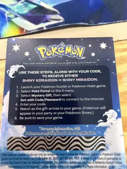 Brand NEW Shiny Koraidon & Miraidon Pokemon Scarlet Violet Code Card - Gamestop - Image 1