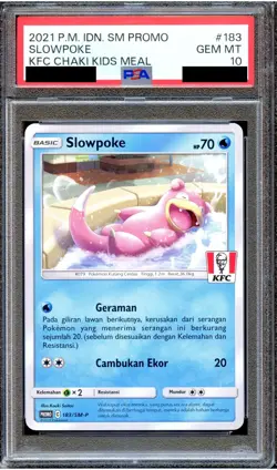 PSA 10 Slowpoke 183/SM-P Chaki KFC Indonesian Indonesia Promo Pokemon Card MINT - Image 1