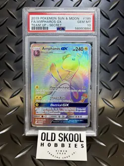 Pokemon TCG: Ampharos GX ~ Team Up Secret Rare Full Art #185 ~ PSA 10 Gem Mint! - Image 1