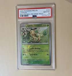 Leafeon Master Ball Pattern 005/131 PSA 10 Sv: Prismatic Evolutions Holo Pokemon - Image 1