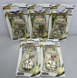 (5) Lot Pokemon TCG Sword & Shield Brilliant Stars Booster Packs W/ Promo Coin - Image 1
