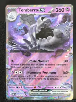 Carte Pokemon Tomberro EX 102/197 EV3:Ecarlate Violet Flammes Obsidiennes OBF - Image 2