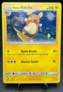 Alolan Raichu SM65 LP Cosmos Holo Sun & Moon Black Star Pokemon Promo! - Image 1