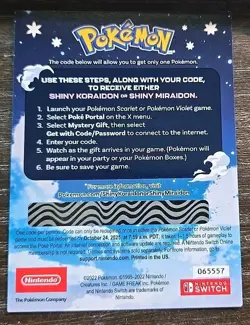 Shiny Koraidon & Miraidon Pokemon Scarlet Violet Code Card - Gamestop - Image 2