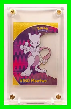 Pokemon Topps TCG #150 Mewtwo Card PC5 TV Animation Ed 2000 In Hard Case w/Stand - Image 1