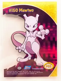 Pokemon Topps TCG #150 Mewtwo Card PC5 TV Animation Ed 2000 In Hard Case w/Stand - Image 2