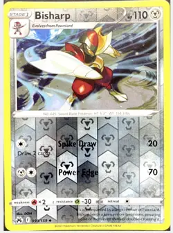 Pokemon TCG Bisharp Crown Zenith Reverse Holo Uncommon Card 093/159 - Image 1