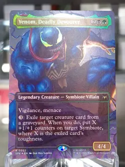 MTG - FOIL Venom, Deadly Devourer (Borderless) - Spider-Man (SPE) -e512 - Image 1
