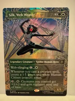 Silk, Web Weaver - Borderless Foil - Spider-Man - NM - MTG Magic - 215 - Image 1