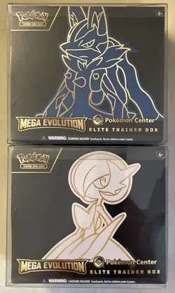Pokemon Center Mega Evolution Lucario and Gardevoir ETB Set w/protective cases - Image 1
