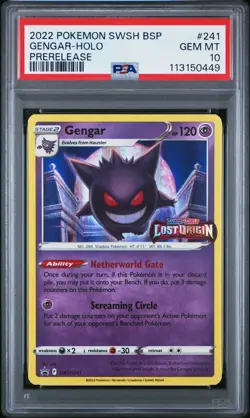 PSA 10 Gengar SWSH241 Holo Prerelease Stamp Pokemon Lost Origin Black Star Promo - Image 1