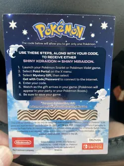 POKEMON SCARLET / VIOLET - SHINY MIRAIDON OR SHINY KORAIDON SERIAL Code Card - Image 2