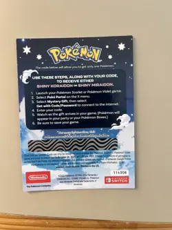 Shiny Koraidon & Miraidon Pokemon Scarlet Violet Code Card - Gamestop. Brand New - Image 2