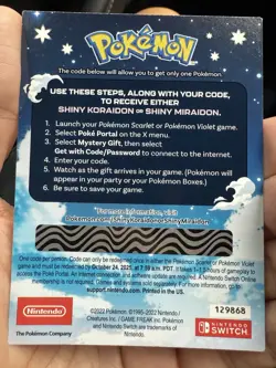 Shiny Miraidon Koraidon Code GameStop Pokemon - Physical PROMO Card- Unused Code - Image 2