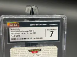 1996 BANDAI CARDDASS POKEMON PART 2, RED CARD #NO. 105 MAROWAK CGC 7 NEAR MINT - Image 4