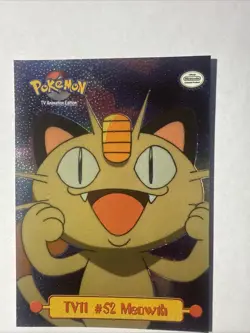 Meowth TV11 Topps Pokemon Card Series 1 sandpaper Foil - Image 1