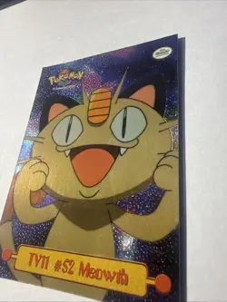 Meowth TV11 Topps Pokemon Card Series 1 sandpaper Foil - Image 2