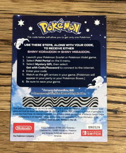 Brand NEW Shiny Koraidon & Miraidon Pokemon Scarlet Violet Code Card - Gamestop - Image 2