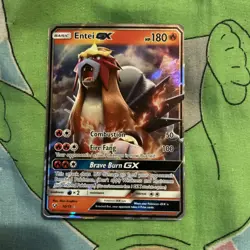 Pokemon Entei GX TCG 10/73 Shining Legends Ultra Rare Holo Card - Image 1