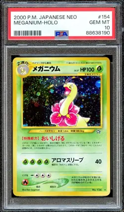 PSA 10 Meganium Neo 1 #154 Neo Genesis Japanese Pokemon Card GEM MINT Holo - Image 1