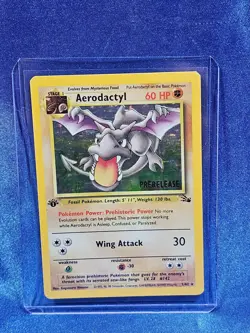 Pokemon TCG Card Fossil Prerelease Aerodactyl 1/62 1st edition Holo Rare LP - Image 1