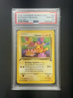 2000 POKEMON PIKACHU WORLD ENGLISH #24 BIRTHDAY PIKACHU PSA 10 - Image 1