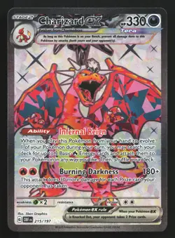 Pokemon Charizard ex 215/197 Obsidian Flames Ultra Rare Full Art Holo LP - Image 1