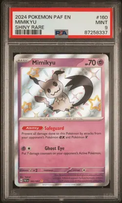 2024 Pokemon Scarlet & Violet Paldean Fates Mimikyu Shiny Rare 160/091 - PSA 9 - Image 1