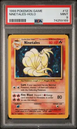 1999 POKEMON BASE SET UNLIMITED #12 NINETALES HOLO - PSA 9 MINT - Image 3
