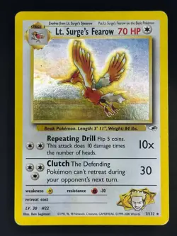Lt. Surge's Fearow 7/132 WotC Gym Heroes Holo Rare Pokemon TCG MP English - Image 1